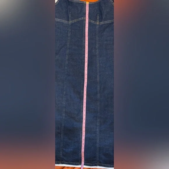 Wild Fable Denim Midi Dress Bodycon Slit Fitted Blue Size M - Picture 7 of 10